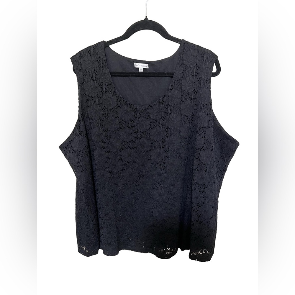 Croft & Barrow 3X Lace Sleeveless Top Coquette Romantic WhimsyGoth Office Dainty